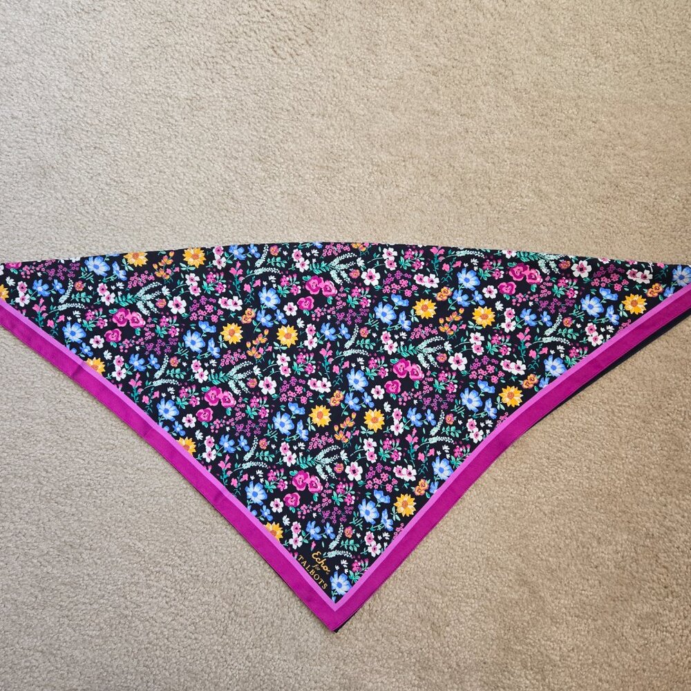 NWOT Echo For Talbots Floral Square Scarf - Picture 11 of 14